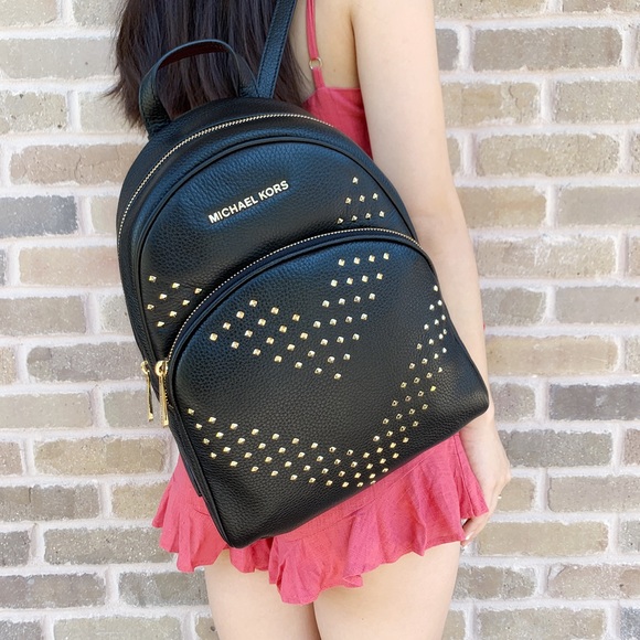 Michael kors black backpack pebbed leather studded - Picture 6 of 7